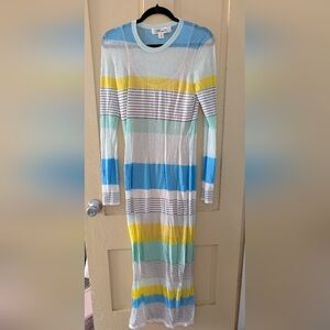 Striped Pastel Long Sleeve Maxi Dress - Multicolor
